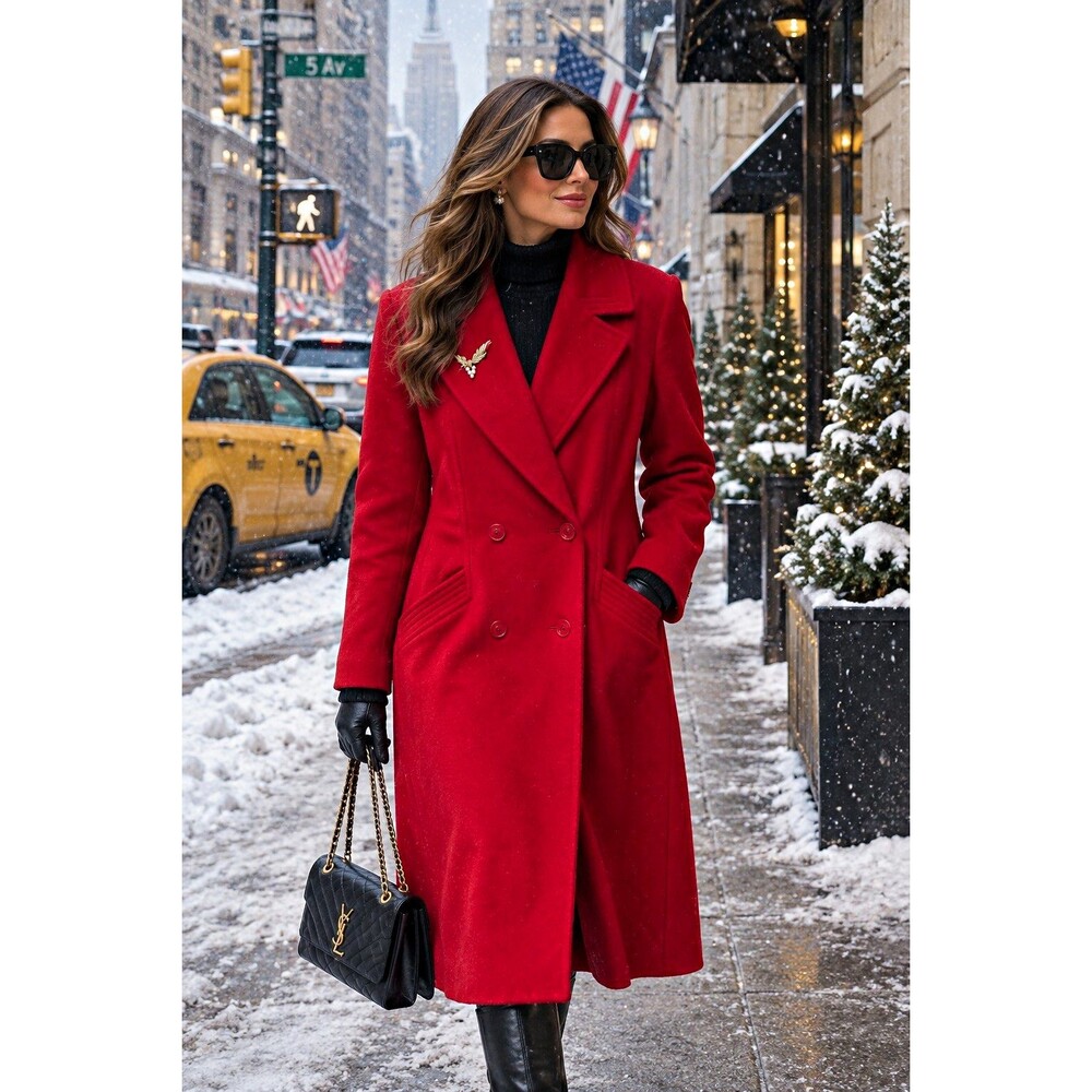 Kashmiracle by Wellington Vintage Red Long Overcoat 12 With Union Tag